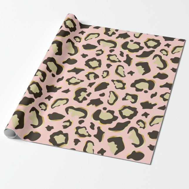 Blush Pink Leopard Spots Pattern Wrapping Paper (Unrolled)