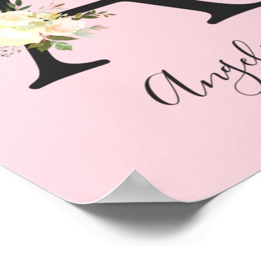 Blush Pink Letter 'A' Nursery Name Wall Art Zazzle