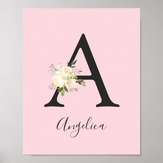 Blush Pink Letter 'A' Nursery Name Wall Art