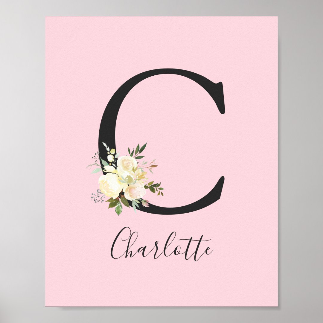 Blush Pink Letter 'C' Nursery Name Wall Art Zazzle