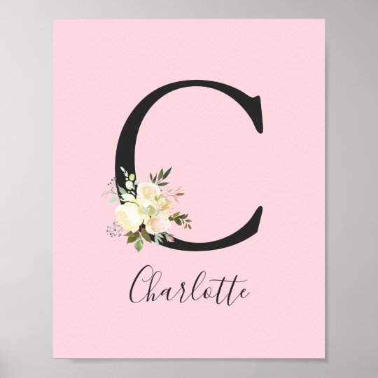Blush Pink Letter C Nursery Name Wall Art Zazzle Com