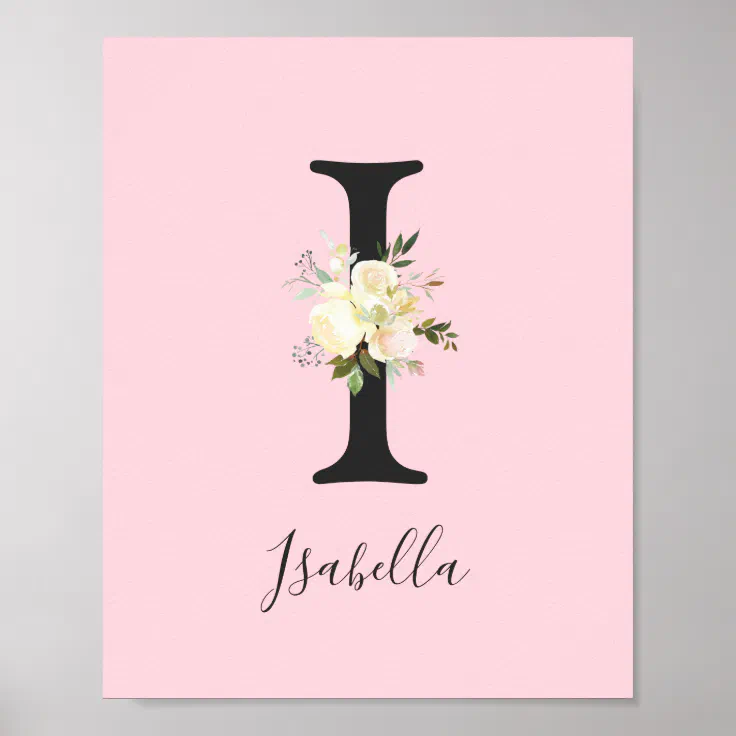 Blush Pink Letter 'I' Nursery Name Wall Art Zazzle