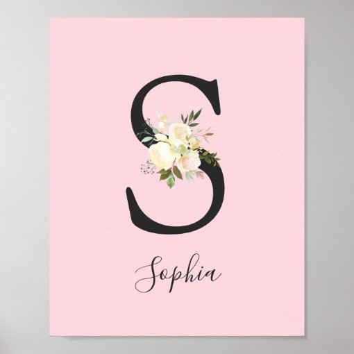 Blush Pink Letter 'S' Nursery Name Wall Art Zazzle