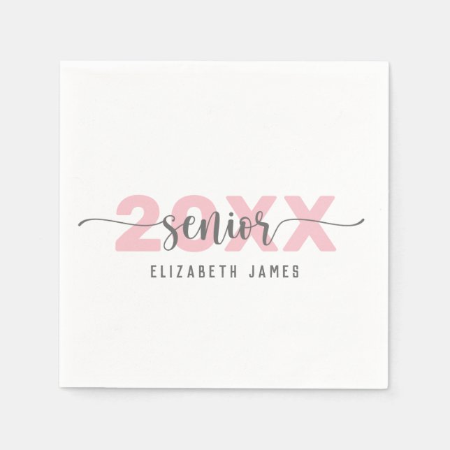 Blush Pink Lettering Senior Napkins (Front)