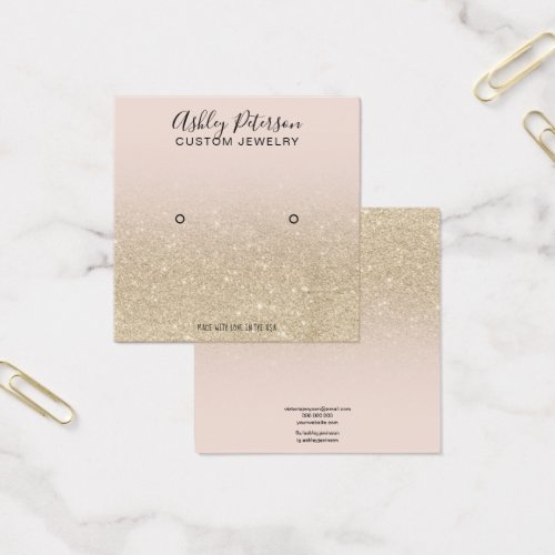 Blush pink light gold glitter stud earring display