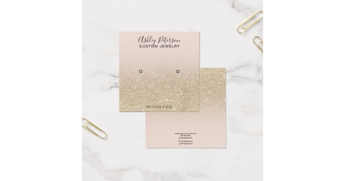 Blush Pink Light Gold Glitter Stud Earring Display Zazzle Com