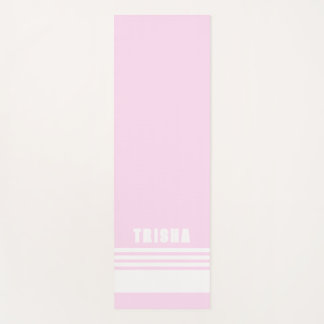 blush pink light modern preppy classic stripes yoga mat