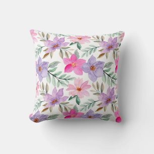 Blush Pink Lilac Floral Pattern Trendy Throw Pillow