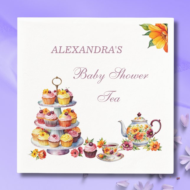 Blush Pink Lilac Floral Tea Party Baby Shower  Napkins (Creator Uploaded)