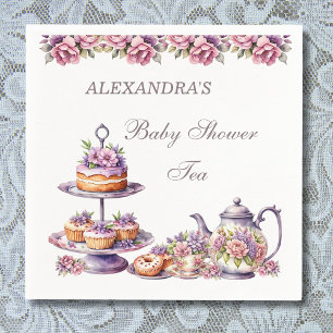 Blush Pink Lilac Floral Tea Party Baby Shower Napkins