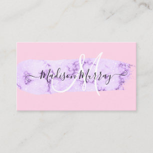Blush Pink & Lilac Purple Unicorn Monogram Name Business Card