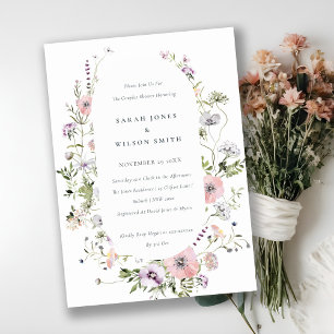 Blush Pink Lilac Wildflower Couples Shower Invite
