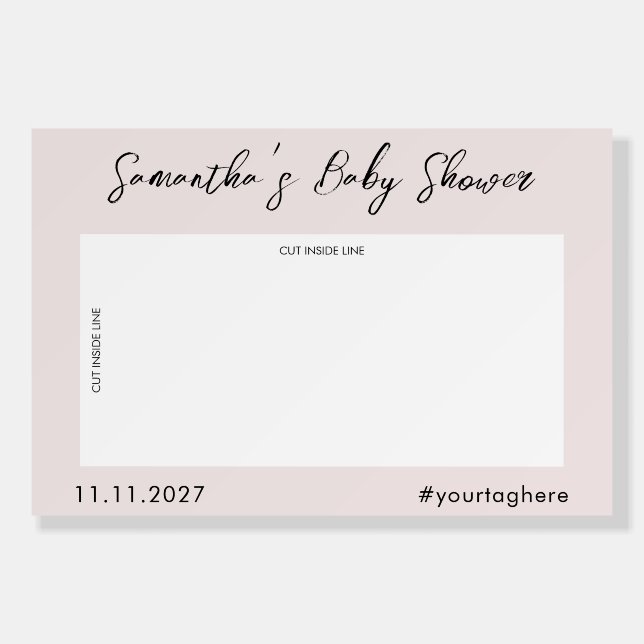 Blush Pink Line Photo Booth Selfie baby shower Foam Board (Front)