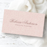 Blush pink linen chic trendy pretty script business card<br><div class="desc">Elegant,  pink business cards featuring a printed blush pink linen texture and your name and title on the front. Customizable template fields for name,  title and contact information on the back on a lighter blush pink background.</div>