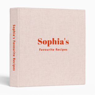 Blush Pink Linen Favourite Recipes Classic Retro 3 Ring Binder