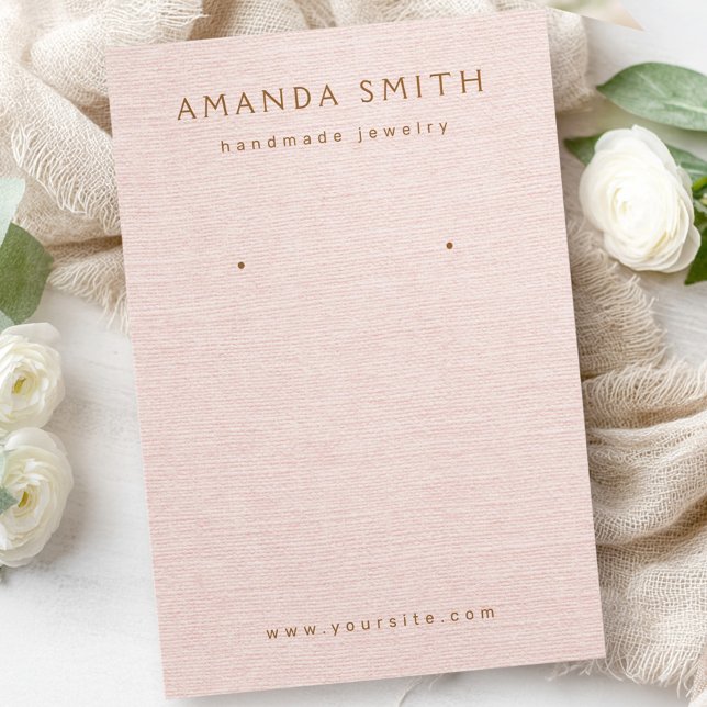 Blush pink linen look earring display card (Blush pink linen look earring display card)