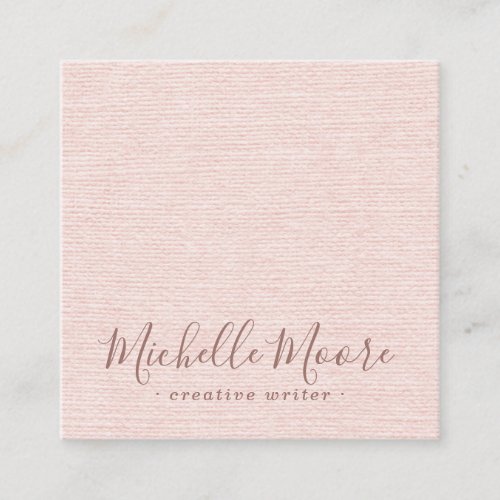 Blush pink linen minimalist elegant professional square business card