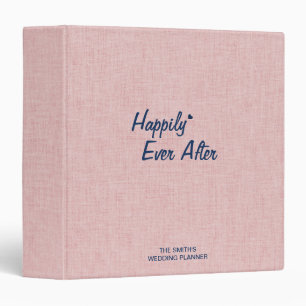  Blush Pink Linen Navy Typography Wedding Planner 3 Ring Binder