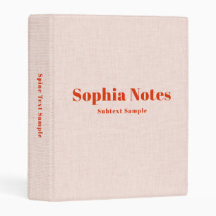 Blush Pink Linen Personalized Notes Classic Retro Mini Binder