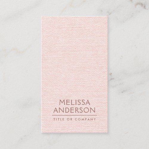 Blush pink linen vertical minimalist professional business card