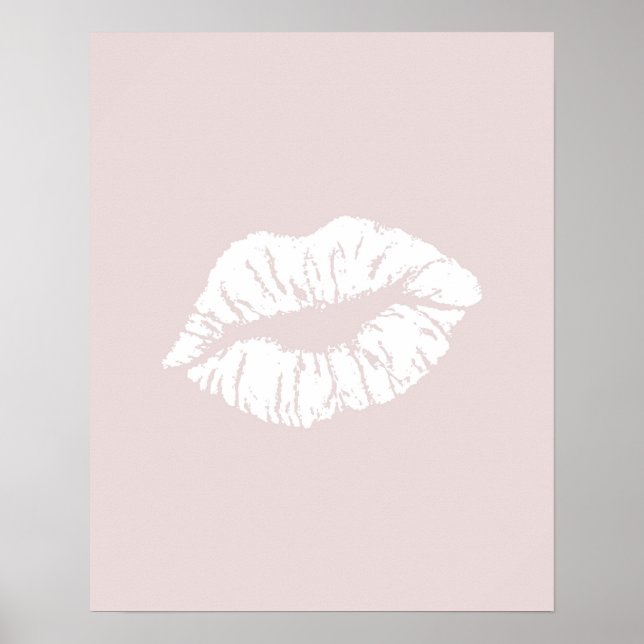 Blush Pink Lips Kiss Minimal Girl Art Poster (Front)