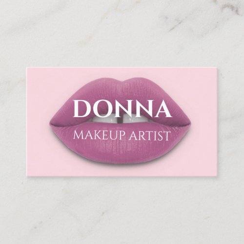 Blush Pink Lips QR Code Logo Makeup Lipstick  Business Card