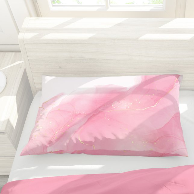 Blush Pink Liquid Marble Abstract Pattern Pillow Case (Creator Uploaded)