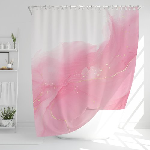 Blush Pink Liquid Marble Abstract Pattern Shower Curtain