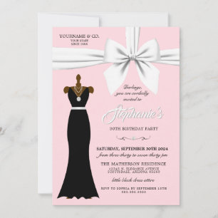 Blush Pink Little Black Dress Ethnic Birthday Invitation