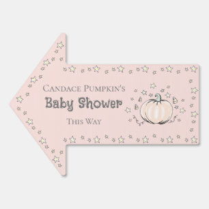 Blush Pink Little Pumpkin Baby Shower Arrow Sign