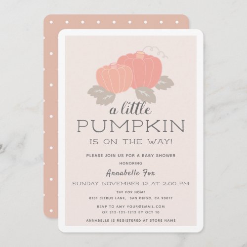 Blush Pink Little Pumpkin Baby Shower Invitation