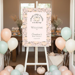 Blush Pink Little Pumpkin Baby Shower Welcome Sign
