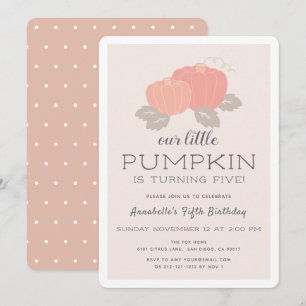 Blush Pink Little Pumpkin Girl Birthday Invitation