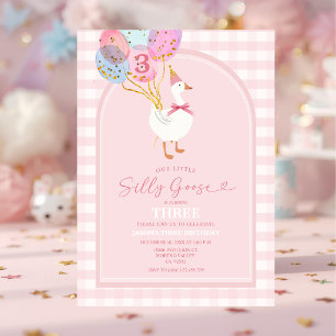 Blush Pink Little Silly Goose 3rd Birthday Invitation