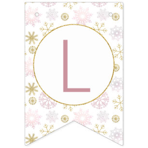 Blush Pink Little Snowflake Banner Winter
