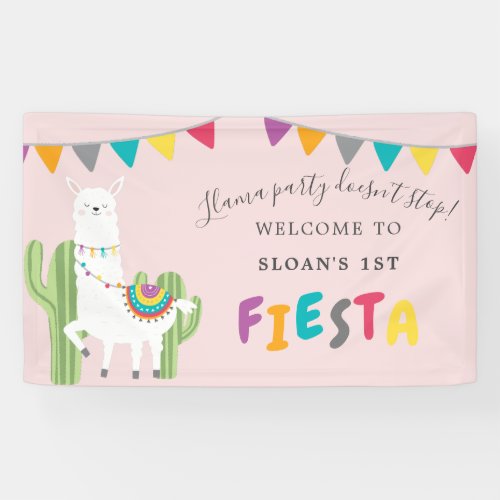 Blush Pink Llama Fun Cactus Birthday Party Welcome