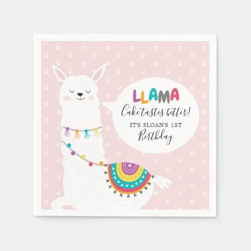 Blush Pink Llama Fun Paper Napkins