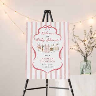 Blush Pink Locally Grown Baby Shower Bow Stripes Foam Board