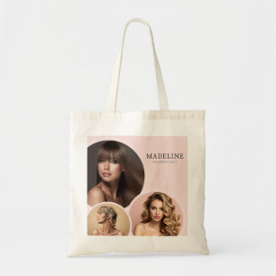 Blush Pink Logo 3 Photo Hair Salon Tote Bag