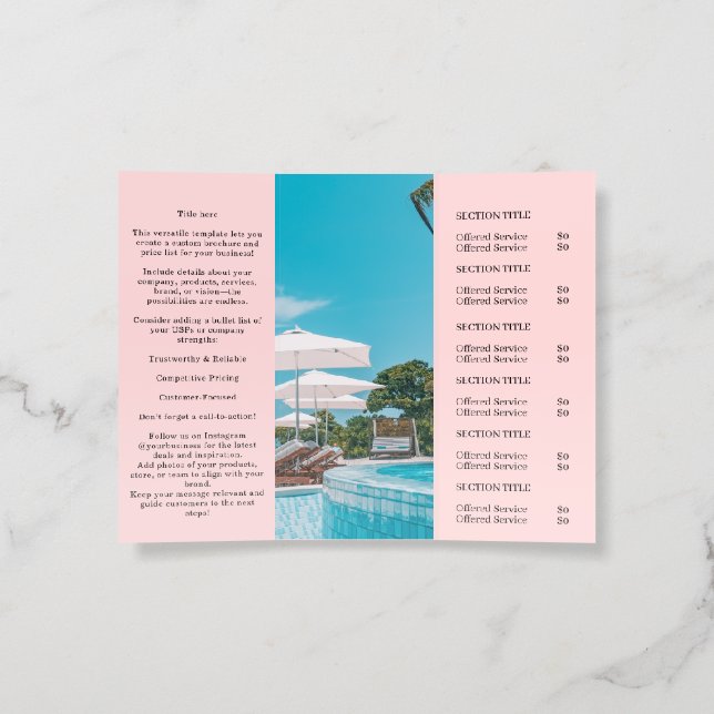 Blush Pink Logo | Custom Professional Design Brochure (Inside)