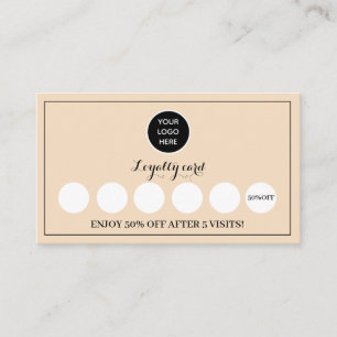 Blush Pink Logo Modern Business Reward Punch Loyalty Card