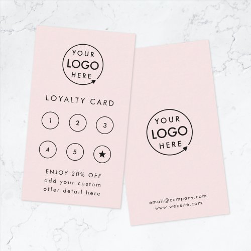 Blush Pink Logo  Modern Business Reward Punch Loyalty Card