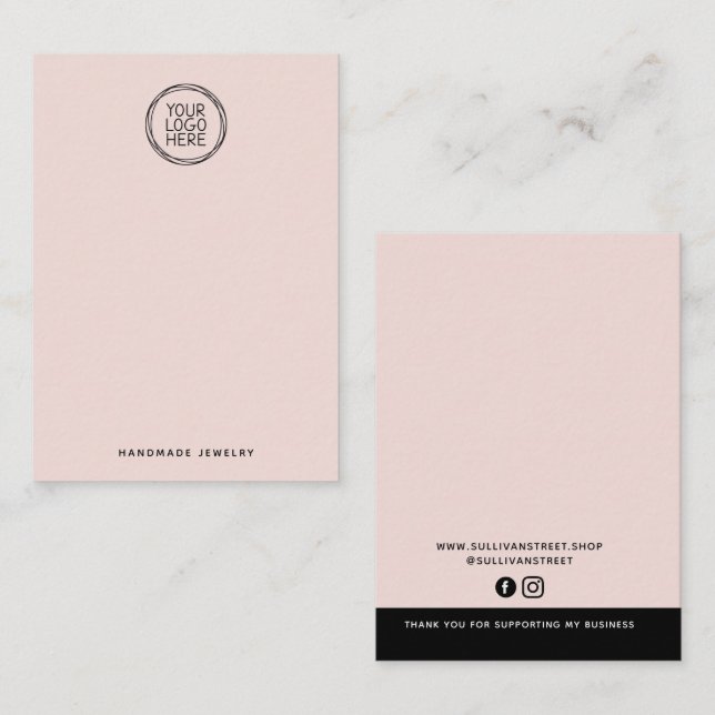Blush Pink Logo Necklace Earing Display Card (Front/Back)