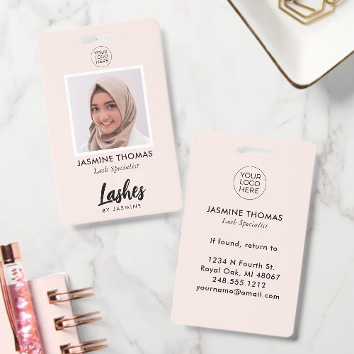 Blush Pink Logo Photo Lash Specialist Badge