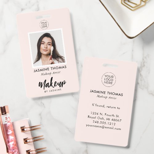 Blush Pink Logo Photo Makeup Badge