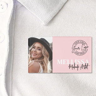 Blush Pink Logo Photo Makeup Name Tag