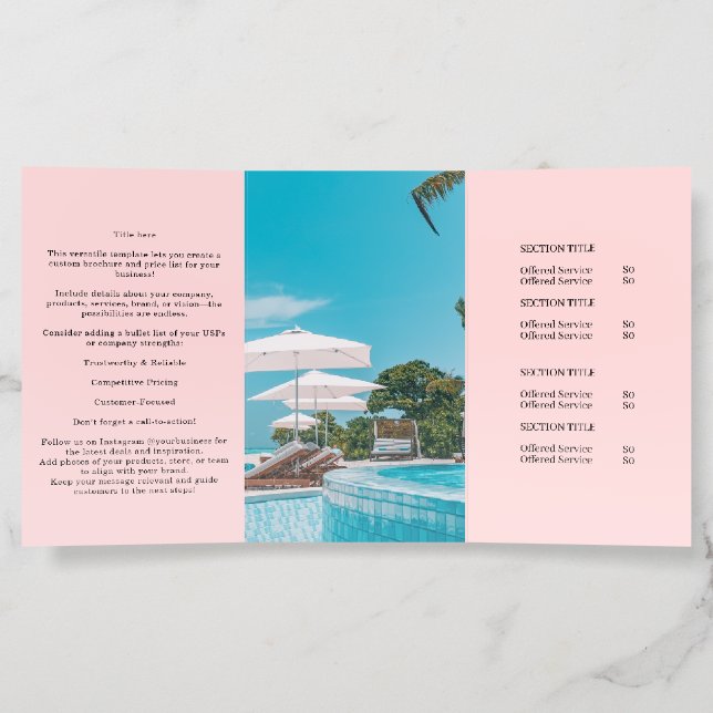 Blush Pink Logo | Professional Trifold Design Brochure (Inside)