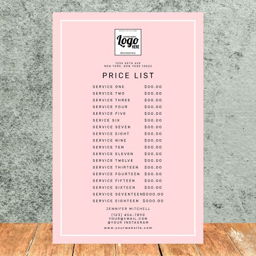  Blush Pink Logo Promotional Price Service List   Flyer