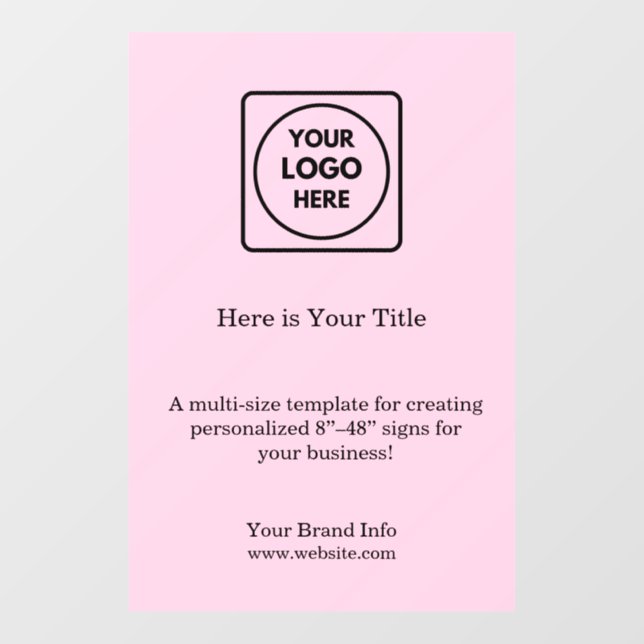 Blush Pink Logo | Promotional Professional Brand Wall Decal (Front)