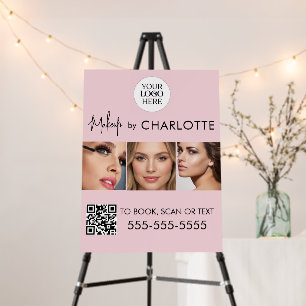 Blush Pink Logo QR Code Photo Makeup  Foam Board